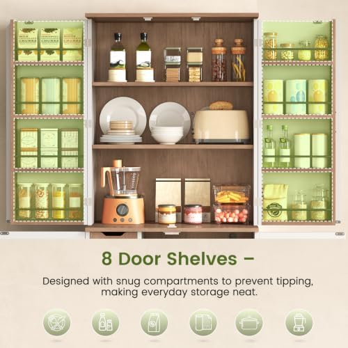 Itaar 70.9" Kitchen Pantry Cabinet,6 Door Shelves and 4 Drawers, White - Image 6