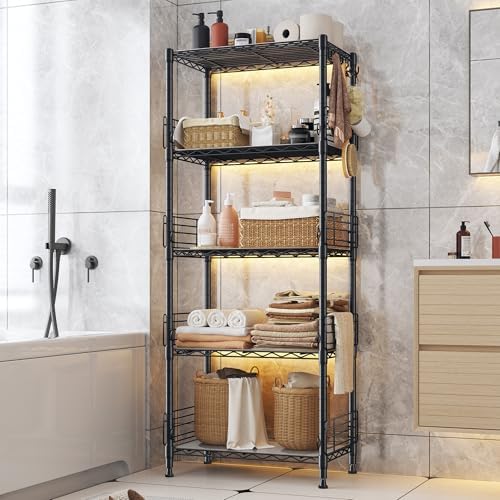 REIBII 59.1" H Storage Shelves, Side Blockers & Hooks, for Kitchen - Image 4