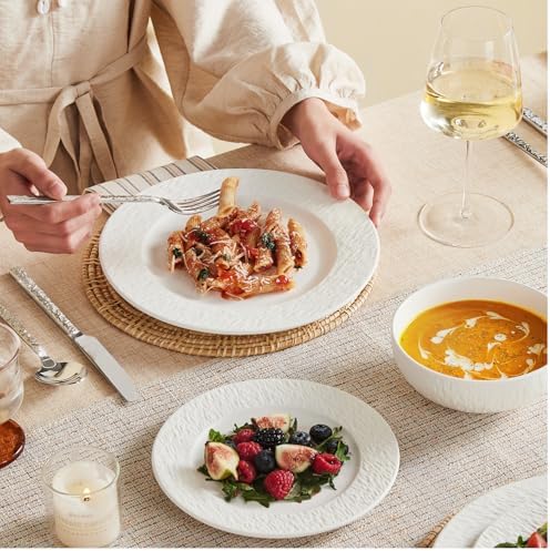 KINGSTONE Dinnerware Sets for 6, 18-Piece plates and bowls sets, Matte Marble - Image 6