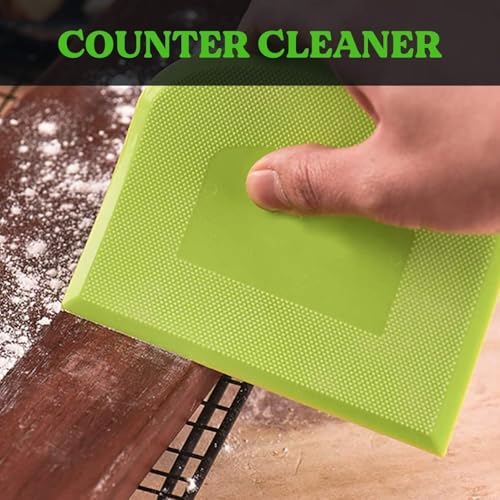 SURDOCA Dough Scraper Bench Scraper - 3P 7.1x4.9" Plastic Flexible Bowl Scraper, Sharp Edge & Angles Cake Scraper. Non-Slip Bakeware Decorating Tools Sculpting & Modeling Tools - White+Green+White - Image 5