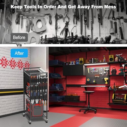 JUNNUJ Power Tool Organizer Cart with Charging Station, 6 FT Cord, Black - Image 7