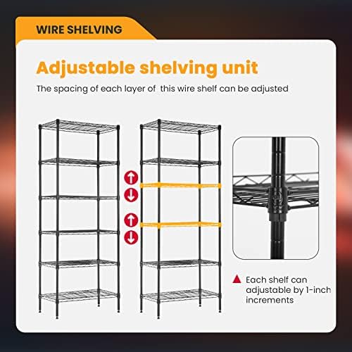 BestOffice | 6-Tier Wire Shelf | 13" x 23" x 59 | Black - Image 5