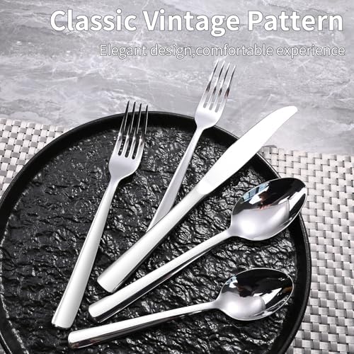 Silverware Set for 12, Prendcyx 60-Piece Heavy Duty Flatware Cutlery Set, 18/0 Food-Grade Stainless Steel Tableware Set, Dishwasher Safe for Home, Restaurant, Wedding, Party, Mirror Polished - Image 2