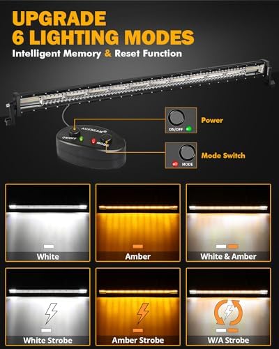 Auxbeam 50 Inch LED Straight Light Bar, 6 Modes 288W Offroad Strobe Light - Image 2