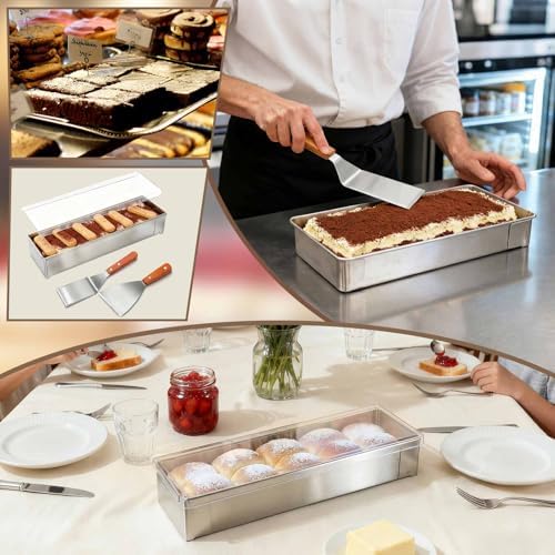 Blushtier 4 Pack Rectangle Tiramisu Pan Removable 11.81 X 3.94 X 2.56 Inch - Image 5