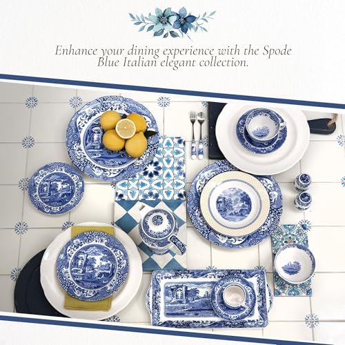 Spode Blue Italian Oval Rim Platter - 12.5" x 8.75" Porcelain Serving Platter with Intricate Scroll Border & Countryside Scene - Elegant Tableware for Entertaining, Dining Displays, Gifting - Image 6