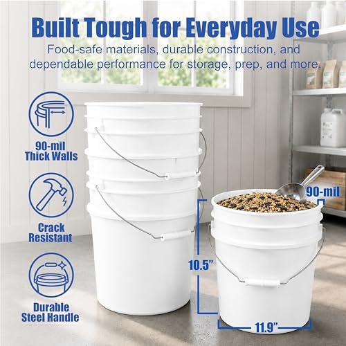 ePackageSupply 3.5 Gallon Bucket, Food-Grade w/Lid, BPA-Free, Red, 3 Packs - Image 4