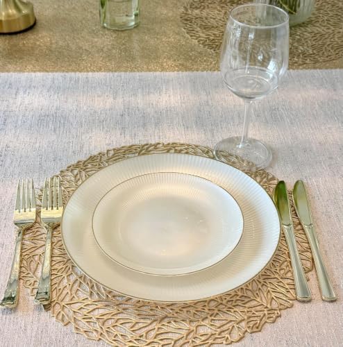 " OCCASIONS " 240 Plates Pack,(120 Guests) Heavyweight Premium Disposable Plastic Plates Set -120 x 10'' Dinner + 120 x 7'' Salad/Dessert (Pearl - Pearled Ivory & Gold) - Image 4