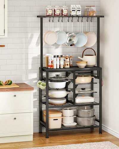 CHOEZON Pots and Pans Organizer Rack, Kitchen Bakers Rack, Multi-Tier Storage Shelf, Kitchen Island Table, Cooking Rack with Pots and Pans Storage, Black TPR60BB by Choezon