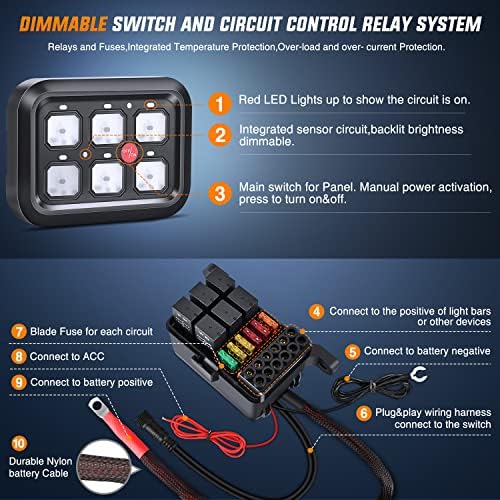 Nilight 6 Gang Switch Panel Relay System Automatic Dimmable - Image 2