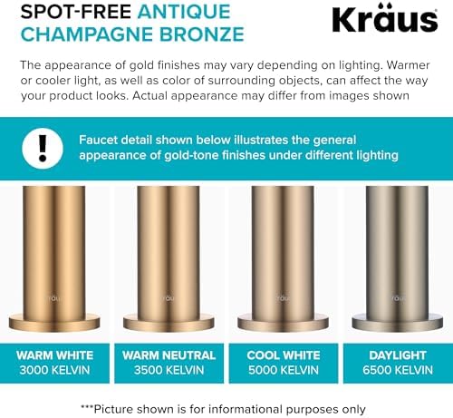 KRAUS Oletto Commercial Style Single Handle Pull Down Kitchen Faucet with QuickDock Top Mount Installation Assembly in Spot Free Antique Champagne Bronze, KPF-2631SFACB - Image 6