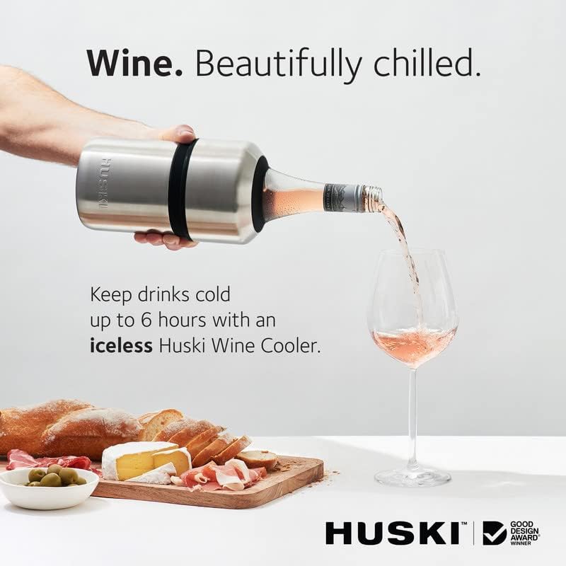 Huski Wine Chiller | Award Winning Iceless Design | Keeps Wine Cold up to 6 Hours | Wine Accessory | Next Generation Ice Bucket | Fits Some Champagne Bottles | Perfect Gift for Wine Lovers (Black) - Image 2