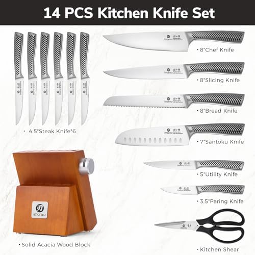 imarku 14-Piece Japanese Gyutou Stainless Steel Kitchen Knife Set - Image 7