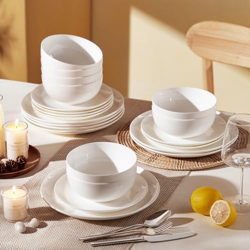 KINGSTONE Bone China Dinnerware Set for 2, 6-Piece Plates and Bowls Set - Image 6