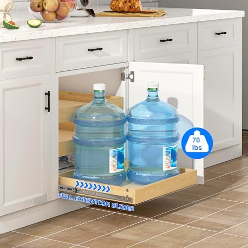 WelFurGeer 3-Tier Pull Out Cabinet Organizer with Soft Close, Heavy-Duty Pull Out Drawers for Cabinets, Slide Out Shelf for Kitchen, Pantry, Bathroom & Under Sink, Solid Birch Wood - Image 6