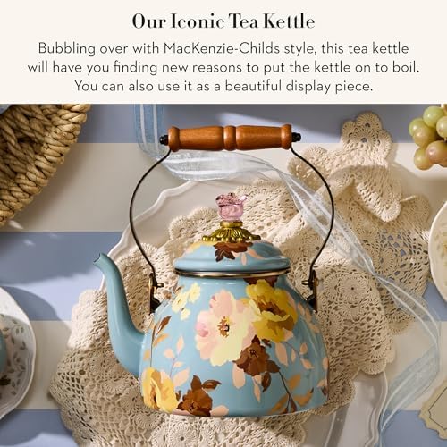 MACKENZIE-CHILDS Tea Kettle, 2 Quarts, Wild Rose Slate - Image 2