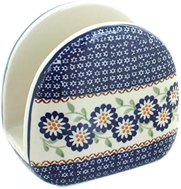 Blue Rose Polish Pottery - Yellow Peach Blossom Napkin Holder - 5" x 5" - Ceramic Napkin Holders, Decorative Dining Table Accessories by BlueRosePottery