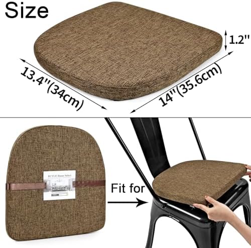 BUYUE Friendly Woven Fabric 14x14 Magnetic Cushion for Metal Chair 1 Piece, Enhanced Anti-Slip Seat Pad for Dining Kitchen Café Stackable Chair (U-Shape, Brown, 1 Count) - Image 4