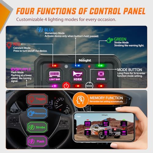 Nilight 6 Gang Switch Panel APP RGB 12V 24V Circuit Control System 4-Mode - Image 2