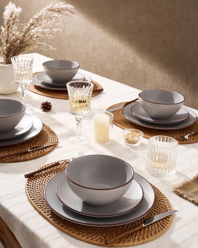 Famiware Venus Plates and Bowls Sets, 12pcs Stoneware Dinnerware Set for 4 - Image 2