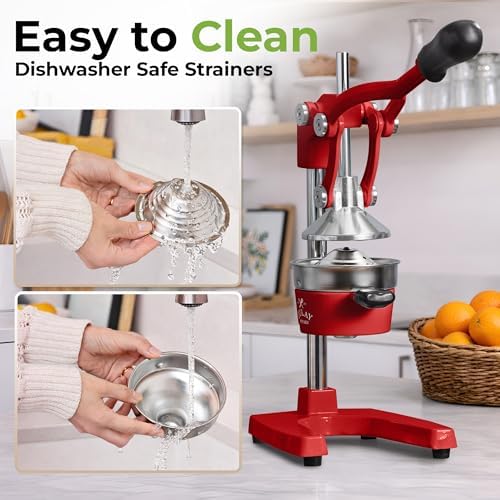 Zulay Kitchen Cast Iron Juicer, Orange Manual Juicer, Citrus Press, Red - Image 5