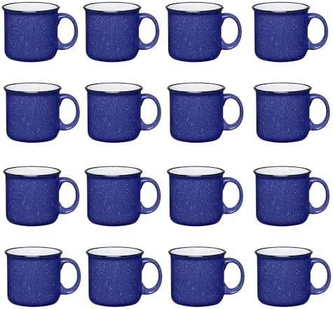 Set of 16 Ceramic Campfire Mugs – 15 Oz, Royal Blue – Coffee & Tea Cups for Home, Work, Travel, Camping – Customizable, Great for DIY, Events, Companies by GiftsbyDesign