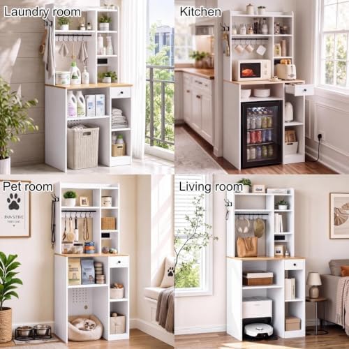 IRONCK Baker's Rack with Power Outlets, Coffee Bar with Mini Fridge Space - Image 7
