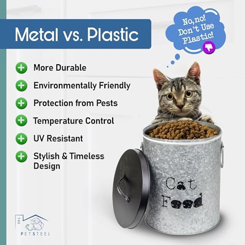 Large 60lb Dog & Medium 30lb Cat Pet Food Storage Canister with Scoop – Durable & Airtight for Freshnesss, Minimalist Design & Recyclable, Metal Container (Combo - Large Dog Bin & Med Cat Bin) - Image 4