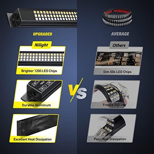 Nilight Truck Tailgate Light Strip 60" Aluminum Frame Triple Row 1200 LED Strip with Red Running Brake Lights White Reverse Light Amber Sequential Turn Signals Strobe Lights，2 Years Warranty - Image 6
