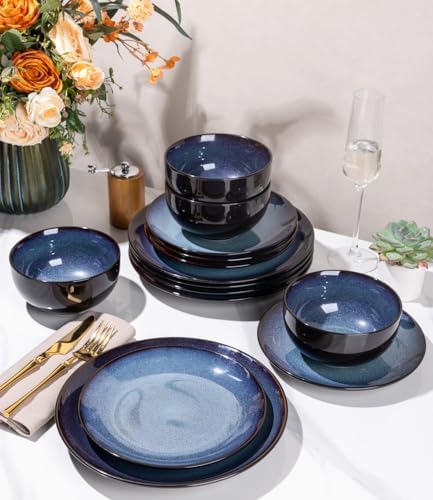 LeRatio Ceramic Dinnerware Sets for 4,16Pcs Porcelain Plates and Bowls Set - Image 5