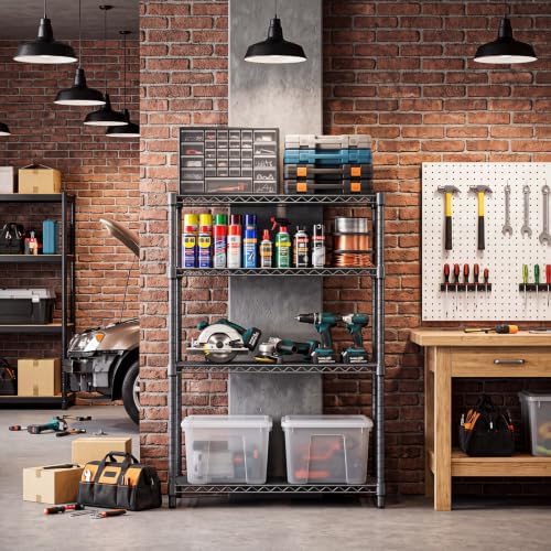 IZEUK 4-Tier Heavy Duty Chrome Metal Wire Shelving for Garage Storage - Image 2