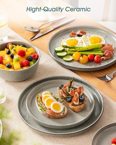 vancasso ANYA 18 Pieces Plates and Bowls Set, Stone Grey Dinnerware Sets, Reactive Glaze Dishes Set for 6, Ceramic Dishware Sets Kitchen Dinner Set, Microwave & Dishwasher Safe - Image 5
