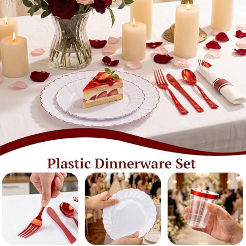 YOUBET 350PCS White Scalloped Plastic Plates for Weddings - Image 3