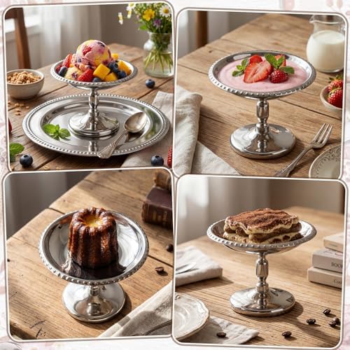 6 Pcs Mini Stainless Steel Ice Cream Bowls Vintage Silver Serving Pudding Dessert Cup Sauce Bowls Metal Round Footed Yogurt Snack Candy Cups for Mousse Fruit Salad Cake Wedding Party Favor - Image 6
