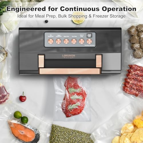 Powerful Suction Vacuum Sealer Machine,Commercial Fully Automatic Food Vacuum Sealer with Double Heat Seal,Dry & Moist Modes,Built-in Cutter,Bags Storage,Easy-Lock Handle,Include 2 Bag Rolls (Black) - Image 4