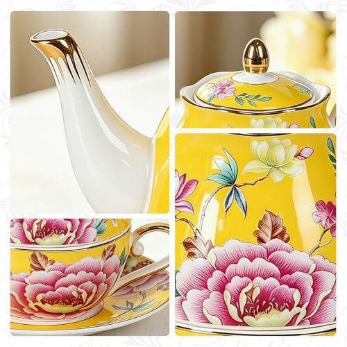 KAMMAK Tea for One Set, Ceramic Teapot, Bone China Tea Set, Cup and Saucer - Image 4