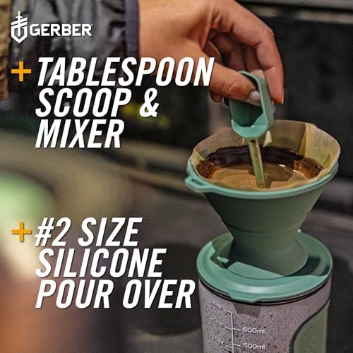 Gerber Gear ComplEAT Coffee Set - Packable Outdoor Camp Kettle & Pour Over Coffee Kit with 2 Qt Stainless Steel Kettle, 24 oz Tritan Carafe & Silicone Pour Over - Image 5