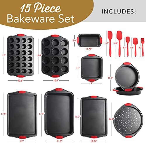 Eatex Baking Sheet Set, 15 Piece Baking Pans Set, Cookie Sheets for Baking - Image 2