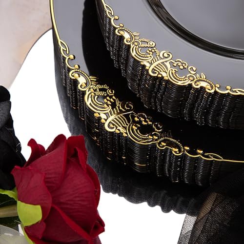 Hioasis 350 Pcs Black Gold Plates for Graduation - Image 4