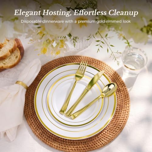 BESTVIP 600PCS Gold Dinnerware Set for 100 Guests, - Image 2