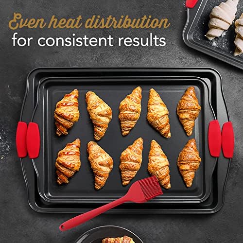 Eatex Nonstick Baking Sheet Set, 39-Piece Baking Pans Set with Silicone Handles, Carbon Steel Cookie Sheets for Baking, Commercial Grade Quality Bakeware Sets Includes Kitchen Utensils Set and More - Image 6