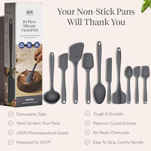 GIR: 10-Piece Silicone Essentials Kitchen Utensils Set – Charcoal - Image 4