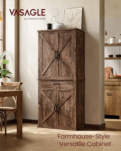 VASAGLE Pantry Cabinet, Freestanding Tall Cupboard with a Drawer - Image 3