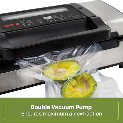Nesco Deluxe Food VS-12 Vacuum Sealer, 130 Watts, Kit Bags & Viewing Lid, Compact, Silver - Image 2