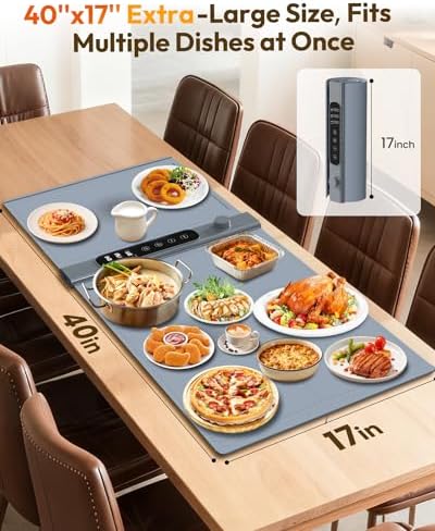 Warming Mat for Food with 3-Zone Independent Control, Extra Large 40"x17" - Image 2