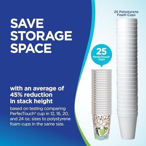 Dixie PerfecTouch 16 oz Paper Coffee Cups By GP PRO, Coffee Haze Design, 500 Count (25 Disposable Cups Per Sleeve, 20 Sleeves Per Case), 5356DX - Image 6