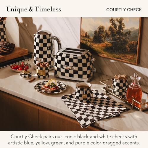 MACKENZIE-CHILDS Electric Kettle, 8 Cups, Black-and-White Courtly Check - Image 3
