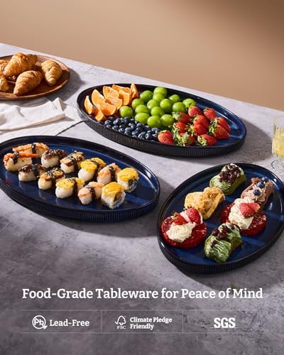 famiware Large Serving Platters Set of 3 Sizes - Oval, Nebulas Blue - Image 5