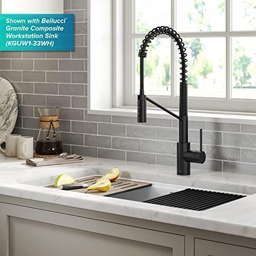 KRAUS Oletto Touchless Sensor Commercial Pull-Down Single Handle Kitchen Faucet with QuickDock Top Mount Assembly in Matte Black - Image 3
