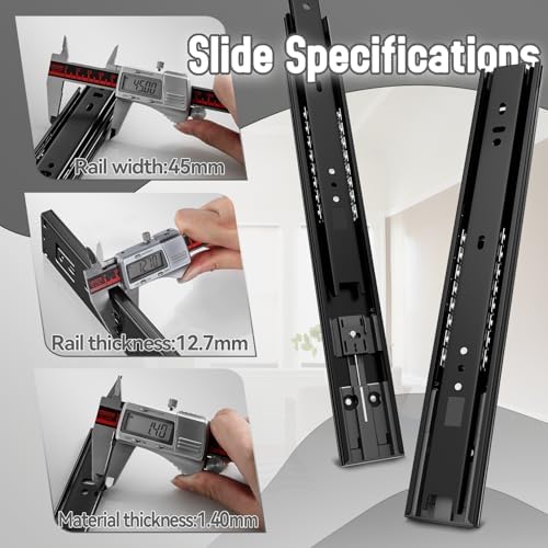 1 Pair 18 inch Soft Close Drawer Slides Side Mount Rails - Image 4